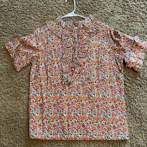 NWT Elizabeth Wilson Design size Medium Ruffle sleeve & neck floral print top